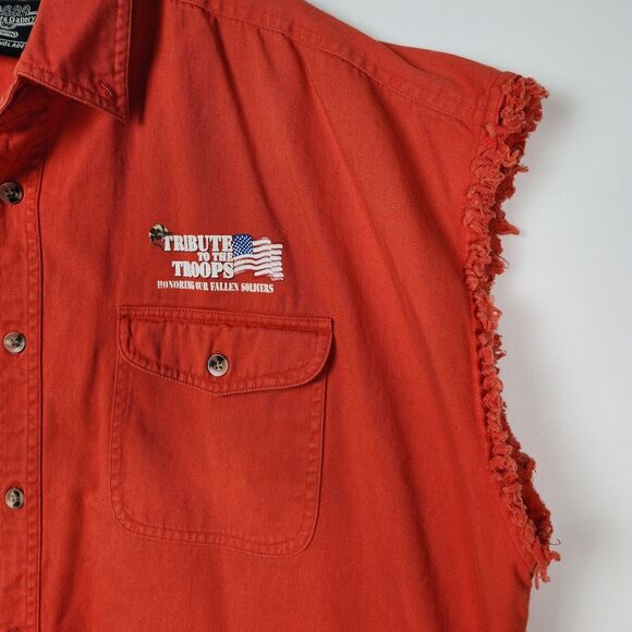 Tribute To Troops Vest Mens 2XL Motorcycle Punk Army Grunge Bikercore Distressed - Picture 6 of 15